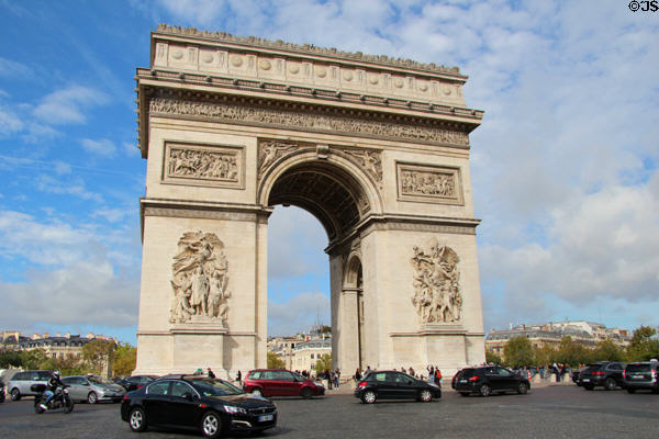 Traffic at Arc du Triomphe. Paris, France.
