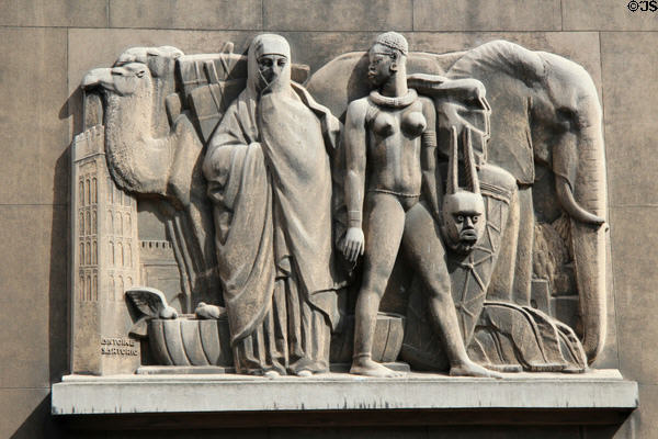Themes of Africa bas-relief sculpture (1937) by Antoine Sartorio at Palais de Chaillot. Paris, France.