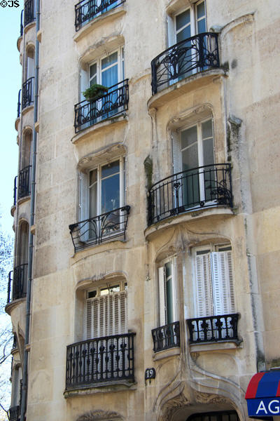 Balconies at 17-19-21 rue Jean de la Fontaine (1909-12). Paris, France. Architect: Hector Guimard.