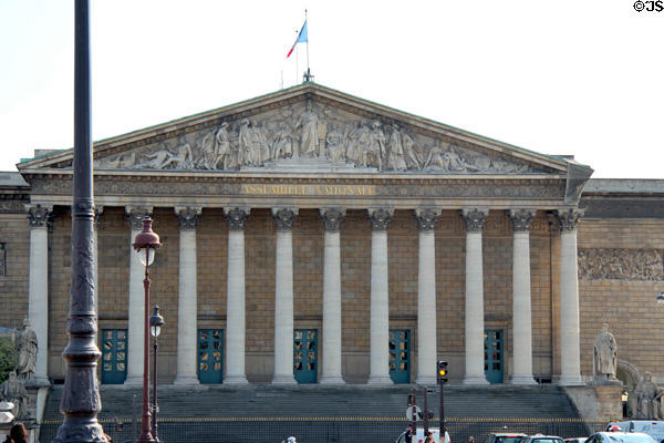 Pediment as replace in 1830 on French National Assembly. Paris, France.