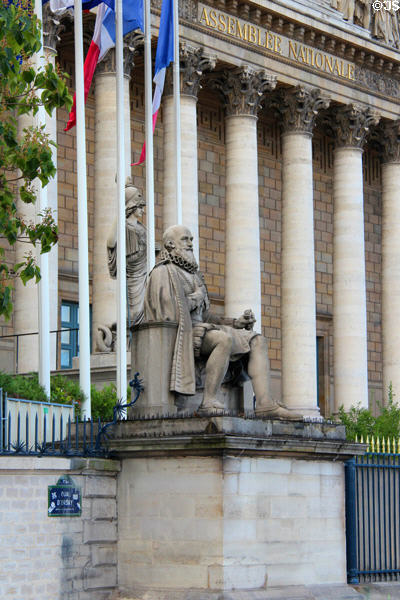 Reformer Maximilien de Sully statue (1810) by Pierre-Nicolas Beauvallet in front of French National Assembly. Paris, France.
