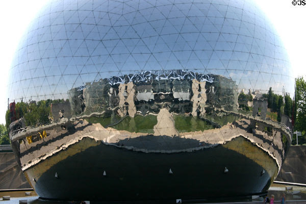 La Géode geodesic dome IMAX theatre at Parc de la Villette. Paris, France. Architect: Adrien Fainsilber.