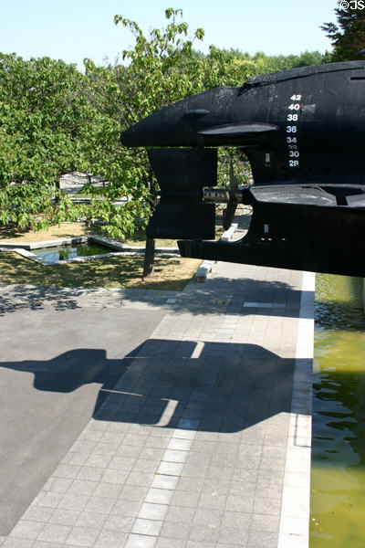 Stern screws of L'Argonaute submarine at Parc de la Villette. Paris, France.