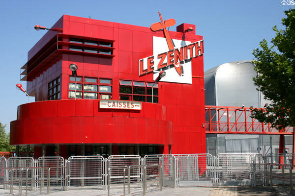 Le Zenith performance venue box office at Parc de la Villette. Paris, France.