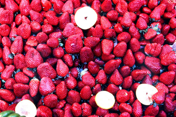 Strawberries in food stall. Paris, France.