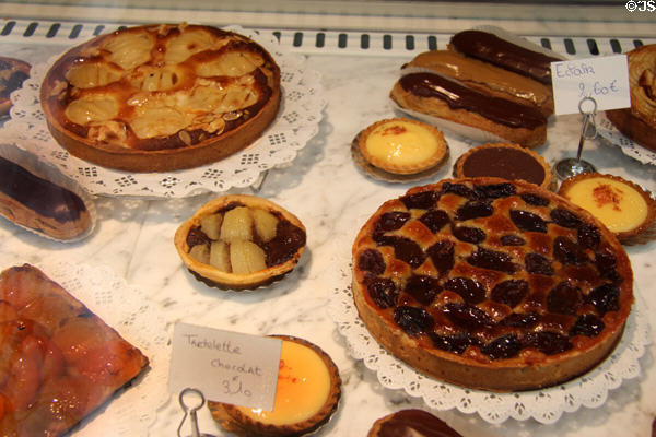 Tarts in French style at pastry shop. Paris, France.
