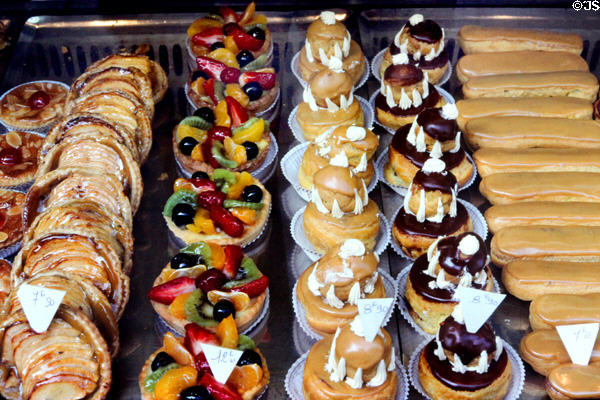 Rows of sweets at pastry shop. Paris, France.