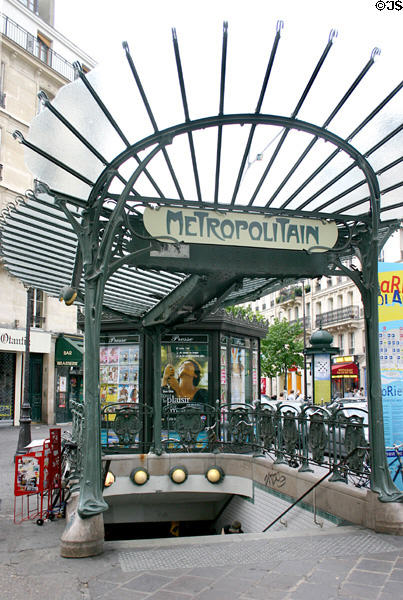 Covered version of Guimard's Paris Metro entrance, now extremely rare. Paris, France. Architect: Hector Guimard.