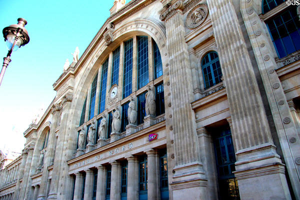 Entrance arch of Gare du Nord. Paris, France.