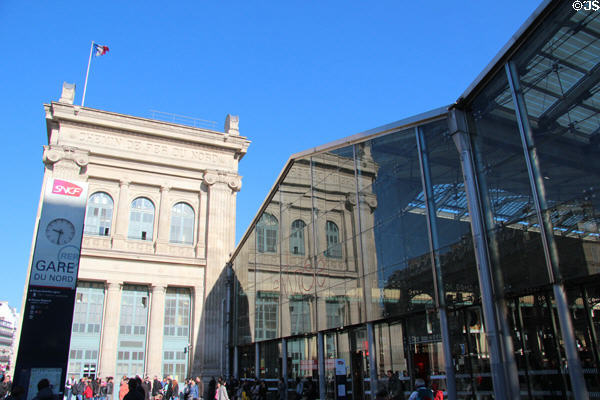 Glass facade of extension of Gare du Nord. Paris, France.