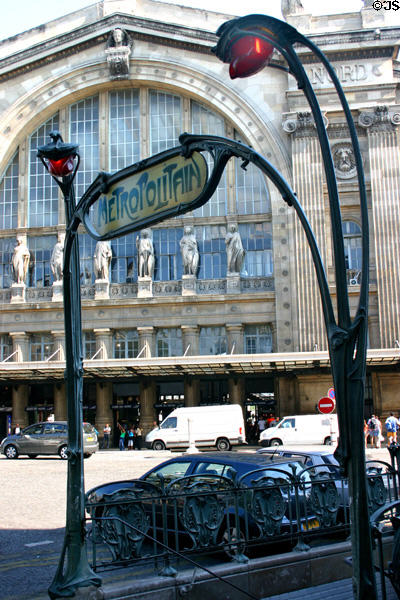 Metro entrance at Gare du Nord. Paris, France.