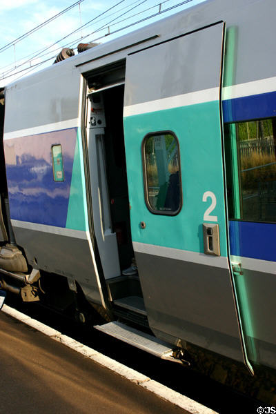 TGV train door. Paris, France.