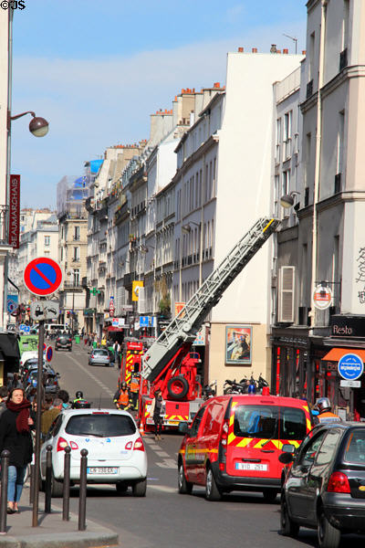 Paris fire department ladder truck. Paris, France.