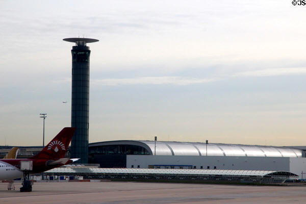 Terminal & control tower at Charles-de-Gaulle Airport. Paris, France.
