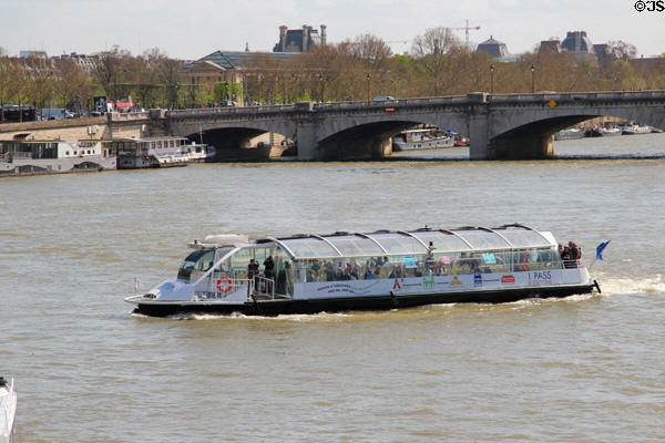 Hop-on hop-off bus boat on Seine. Paris, France.