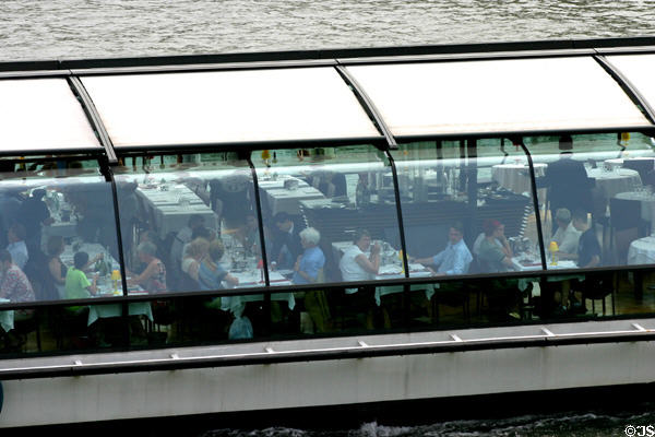 Tourist dining boat on Seine. Paris, France.