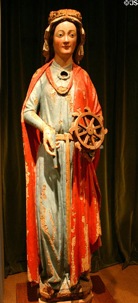 Ste Catherine of Alexandria wood carving (14thC) from Burgos, Spain at Museum of Decorative Arts. Paris, France.