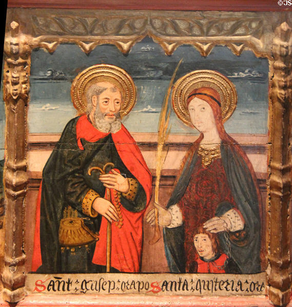 St ?usep & Ste Quiteria painting (end 15thC) by Master of Viella from Catalonia at Museum of Decorative Arts. Paris, France.