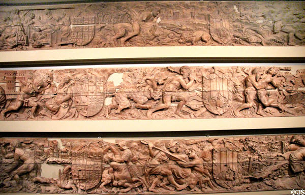 Legend of Hercules carved wood friezes (1505-20) from castle Velez Blanco in Spain at Museum of Decorative Arts. Paris, France.