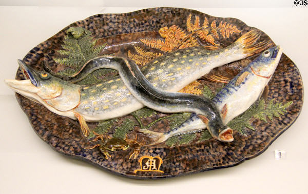 Ceramic plate with models of fish & eels (1870) by Édouard Avisseau of Tours at Museum of Decorative Arts. Paris, France.