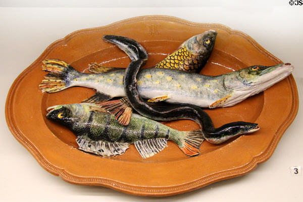 Ceramic plate with models of fish & eel (later 19thC) by Édouard Avisseau of Tours at Museum of Decorative Arts. Paris, France.