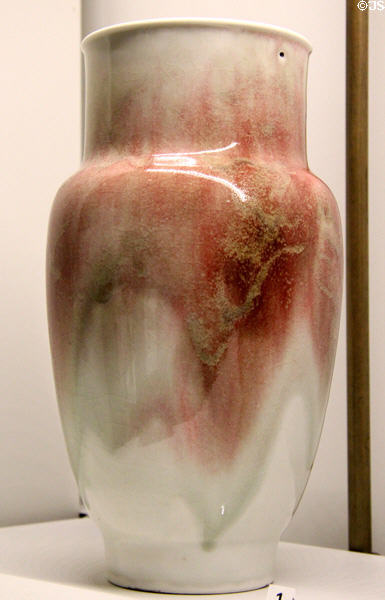Porcelain vase enamelled flaming red (aka oxblood) color (1886) by Havilland Workshop of Paris at Museum of Decorative Arts. Paris, France.