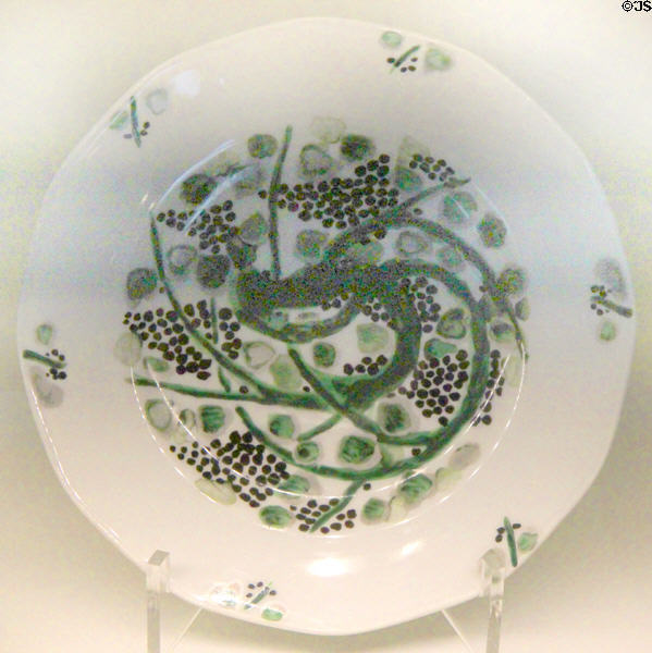 Havilland porcelain plate (1925) by Suzanne Lalique (shown Paris MAD Expo 1925) at Museum of Decorative Arts. Paris, France.