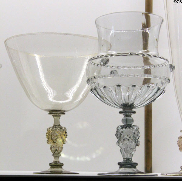 Stem glasses from Venice (16th or 17thC) at Museum of Decorative Arts. Paris, France.