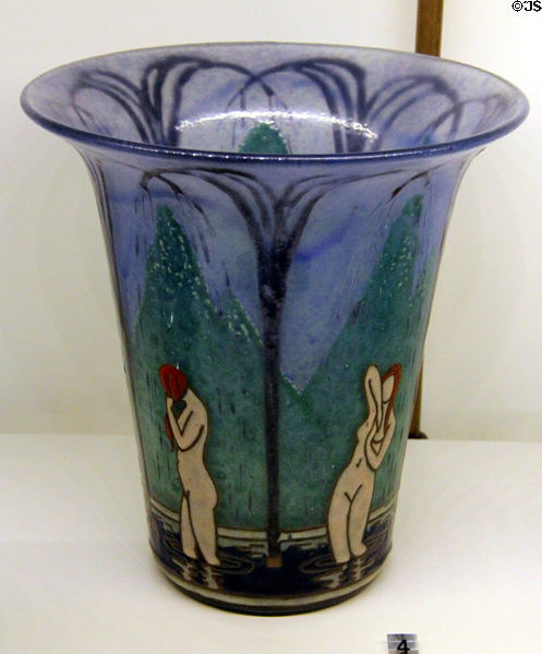 Glass vase with bathers (c1926) by Marcel Goupy of Paris at Museum of Decorative Arts. Paris, France.
