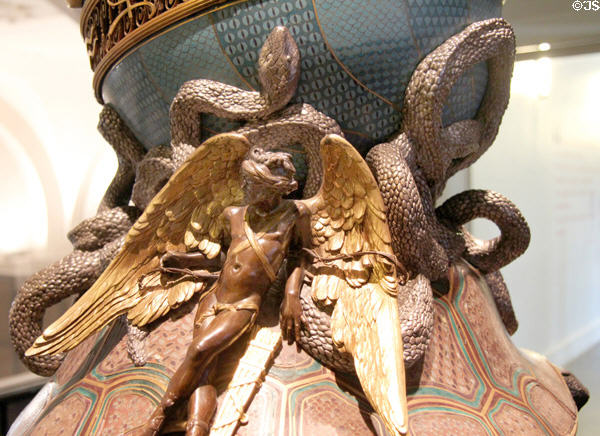 Detail of "Fortune" crowning the Universe Concept model for monument or fountain (1908) by artist James Tissot at Museum of Decorative Arts. Paris, France.