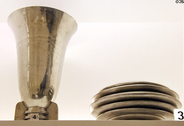 Silvered vase (c1937) by Jean Després & tin cup (1949) by Maurice Daurat at Museum of Decorative Arts. Paris, France.