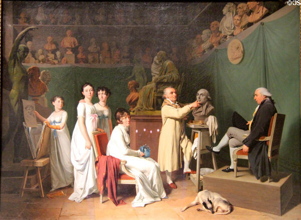 Workshop of Jean-Antoine Houdon painting (c1804) by Louis-Léopold Boilly at Museum of Decorative Arts. Paris, France.