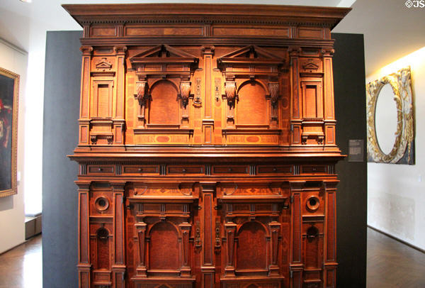 Armoire in two parts (c1620) from Wurttemberg, Germany at Museum of Decorative Arts. Paris, France.