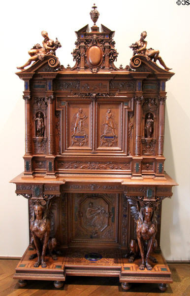Cabinet in two parts (1867) by Henri-Auguste Fourdinois et al of France at Museum of Decorative Arts. Paris, France.
