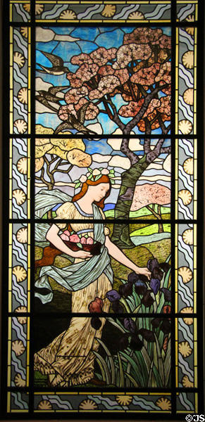 Spring Stained-glass window (1894) by Eugène Grasset & Félix Gaudin of Paris at Museum of Decorative Arts. Paris, France.