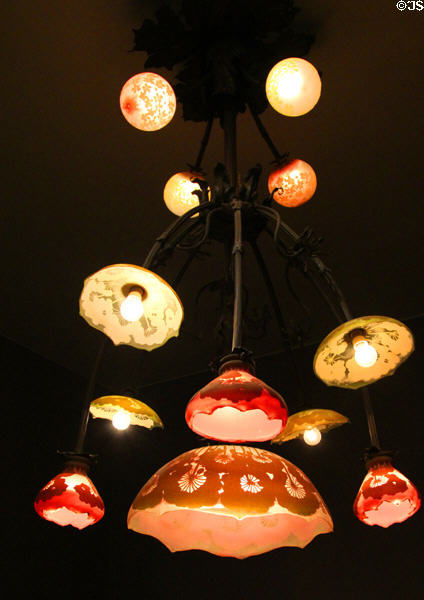 Twelve-light chandelier for Hannon mansion (c1904) by Émile Gallé of Nancy at Museum of Decorative Arts. Paris, France.