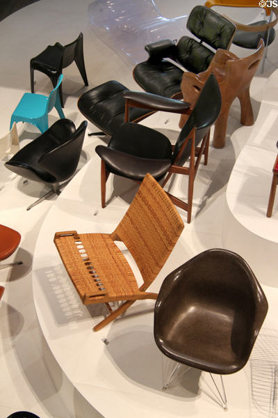 Collection of modern chairs (1900-1962) at Museum of Decorative Arts. Paris, France.