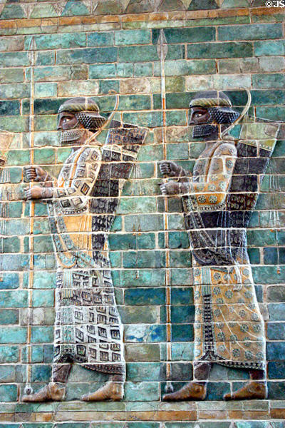 Detail of archers block mural from Suse at the Louvre Museum. Paris, France.