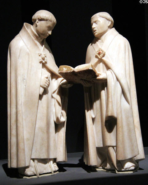 Mourners from Alabaster tears sculpture group (1443-70) by Jean de la Huerta at Cluny Museum. Paris, France.