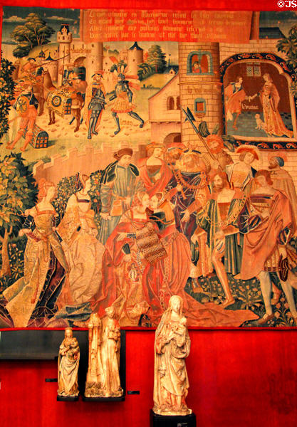 Lérian & Lauréolle tapestry (1525-30) from Low Countries at Cluny Museum. Paris, France.