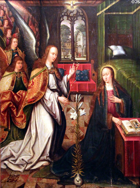 Annunciation painting (mid 16thC) from Flanders at Cluny Museum. Paris, France.