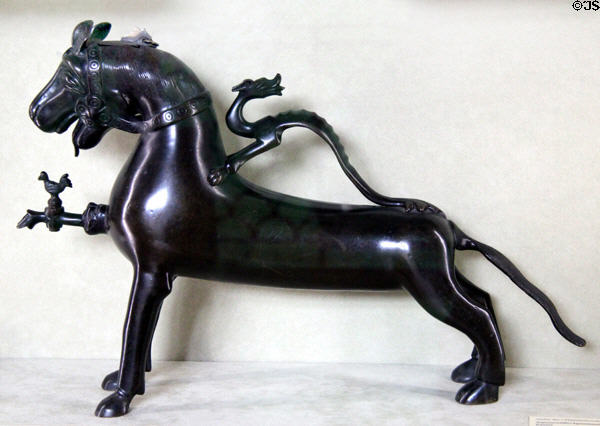 Horse-shaped bronze aquamanile (14thC) from Lower Saxony at Cluny Museum. Paris, France.