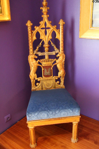 Chair from gothic room of Countess of Osmond (1817-20) by François-Honoré-Georges Jacob of Paris at Petit Palace Museum. Paris, France.