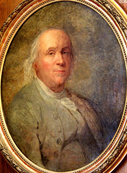 Benjamin Franklin portrait (c1778) by Joseph-Siffred Duplessis at Petit Palace Museum. Paris, France.