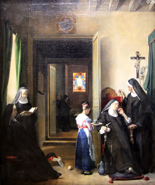 Ill Nun painting (c1830) by François-Marie Granet at Petit Palace Museum. Paris, France.