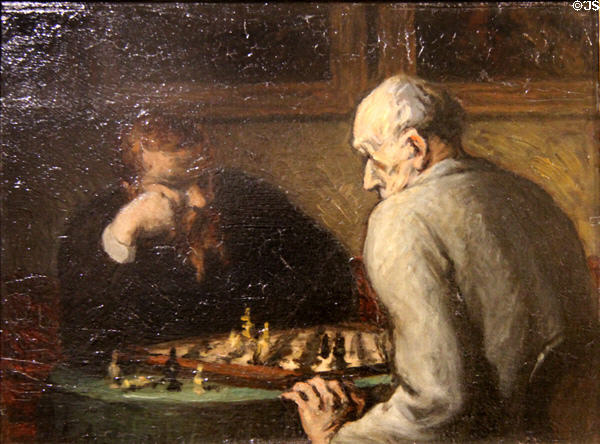 Chess players painting (after 1860) by Honoré Daumier at Petit Palace Museum. Paris, France.