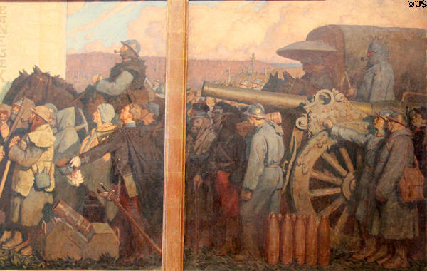 Right end section of Last Communiqué ending war Nov. 11, 1918 painting (1920) by George Leroux at Petit Palace Museum. Paris, France.