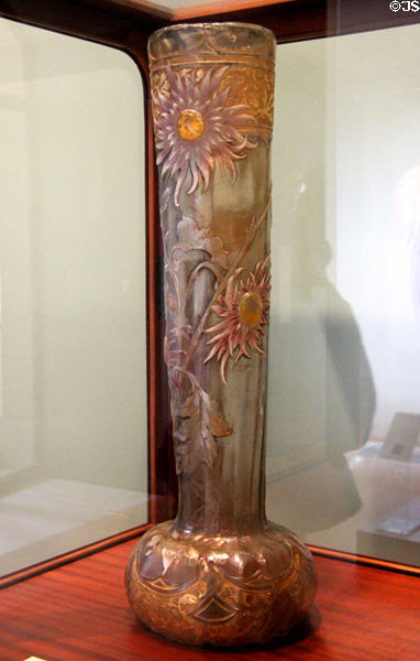 Large chrysanthemums glass vase (c1900) by Émile Gallé at Petit Palace Museum. Paris, France.