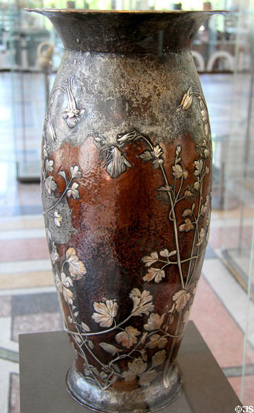Aristolochia silvered copper vase (c1909) by Henri Husson & Adrien-Aurélien Hébrard at Petit Palace Museum. Paris, France.