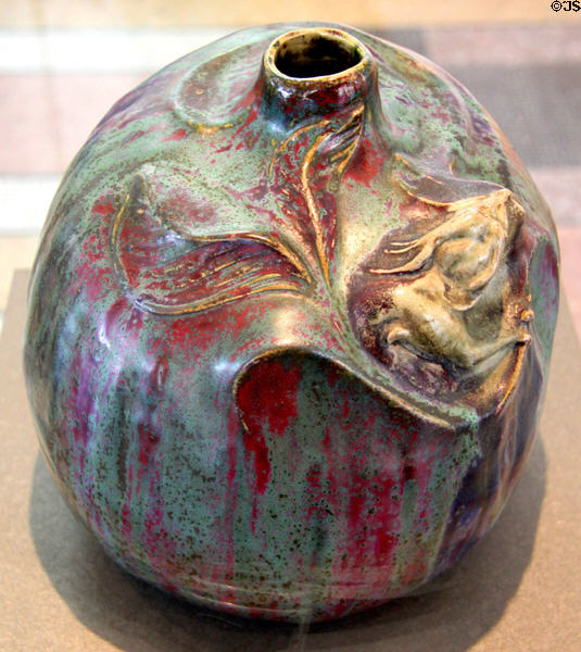Ceramic vase "fruit devoured by an animal" (c1893-4) by Pierre-Adrin Dalpayrat at Petit Palace Museum. Paris, France.